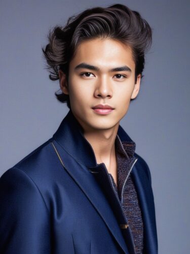 Fusion Young Eurasian Male Model with Blended Hairstyle and Mixed Fashion Styles