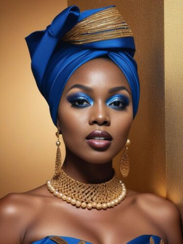African Glam Woman with Sophisticated Head Wrap