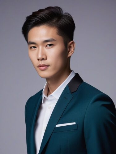 Refined Young East Asian Man with Sleek Haircut