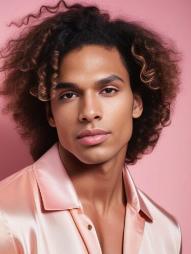 Mixed Race Glam Man with Beachy Curls