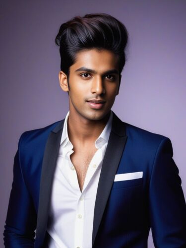 Trendy South Asian Male Model with Fashionable Hairdo