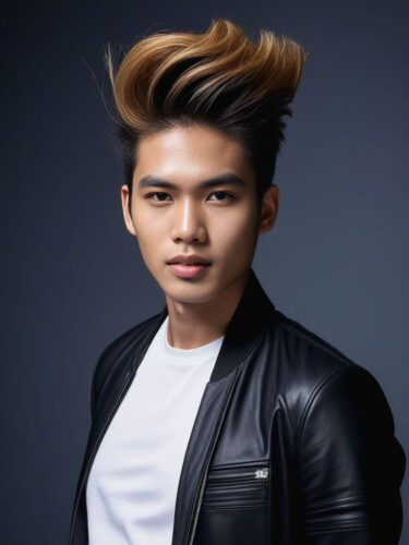 Edgy Young Southeast Asian Male Model with Innovative Hair Style