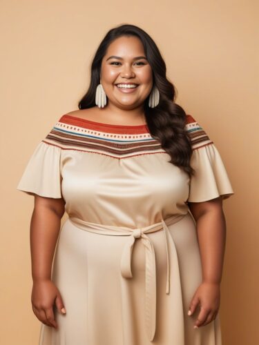 Smiling Plus-Size Indigenous Woman