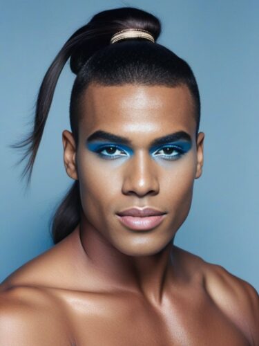 Indigenous Australian Glam Man with Half-Up, Half-Down Hairstyle