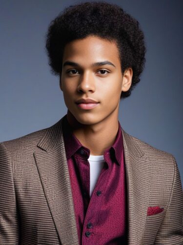 Fashionable Young Biracial Male Model with Mixed Hair Style