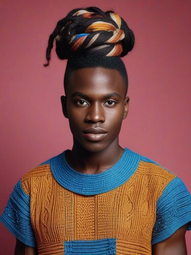 Artistic Young West African Male Model with Creative Hairstyle