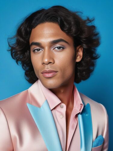 Mixed-Race Glam Man with Sun-Kissed Waves