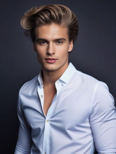 Modern Young Male Model with Fashionable Hairdo