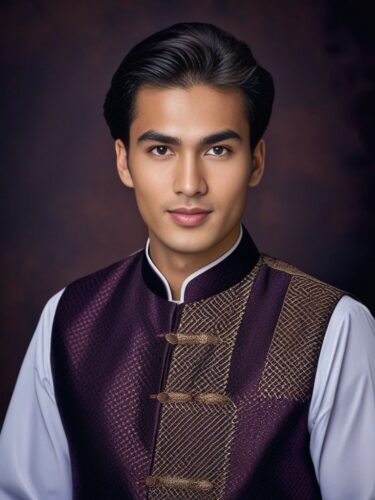 Classic Central Asian Male Model with Traditional Hairstyle