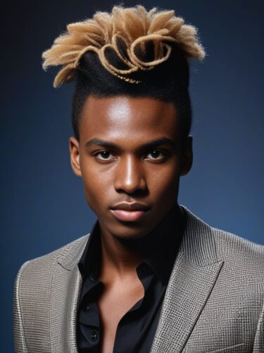 Exotic Young Black African Male Model with Unique Hair Styling