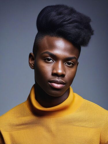 Exotic Young Black African Male Model with Unique Hair Styling