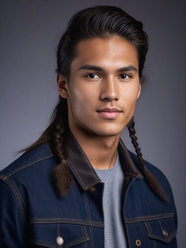 Outdoor-inspired Native Canadian Male Model with Rugged Hairstyle