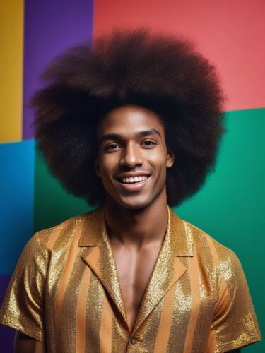 Carnival-themed Afro-Brazilian Male Model with Festive Hair