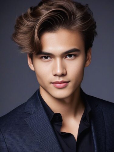 Fusion Young Eurasian Male Model with Blended Hair Styling