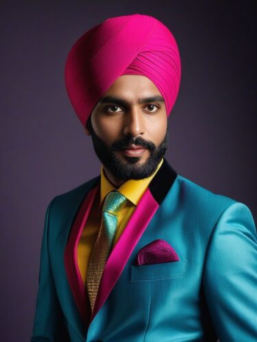 South Asian Glam Man with Traditional Turban