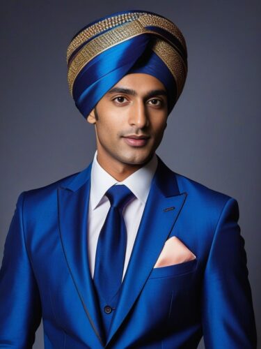 South Asian Glam Man with Traditional Turban