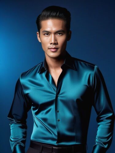 Southeast Asian Glam Man in Silk Shirt