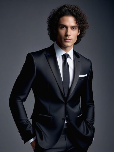 Male Model in Sleek Black Suit