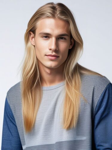 Young Male Model with Long Blonde Hair