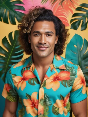 Polynesian Glam Man in Tropical Setting