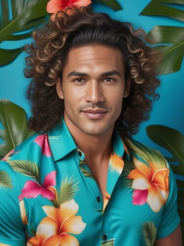 Polynesian Glam Man in Tropical Setting