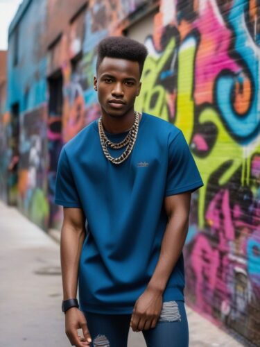 African Male Model in High-Fashion Streetwear