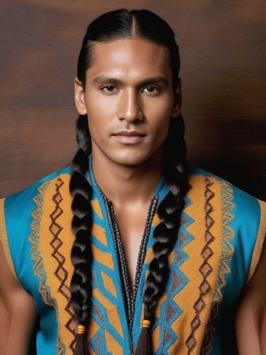 Native American Glam Man with Braided Hair