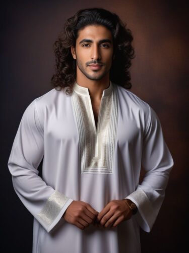 Middle-Eastern Glam Man in Traditional Thobe