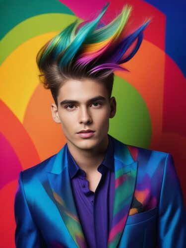 Young Male Model with Artistic, Colorful Hair