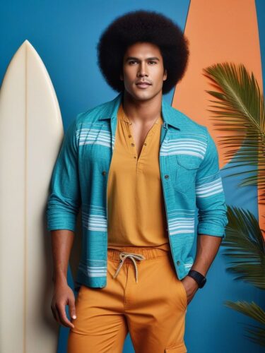 Pacific Islander Glam Man with Bold Afro