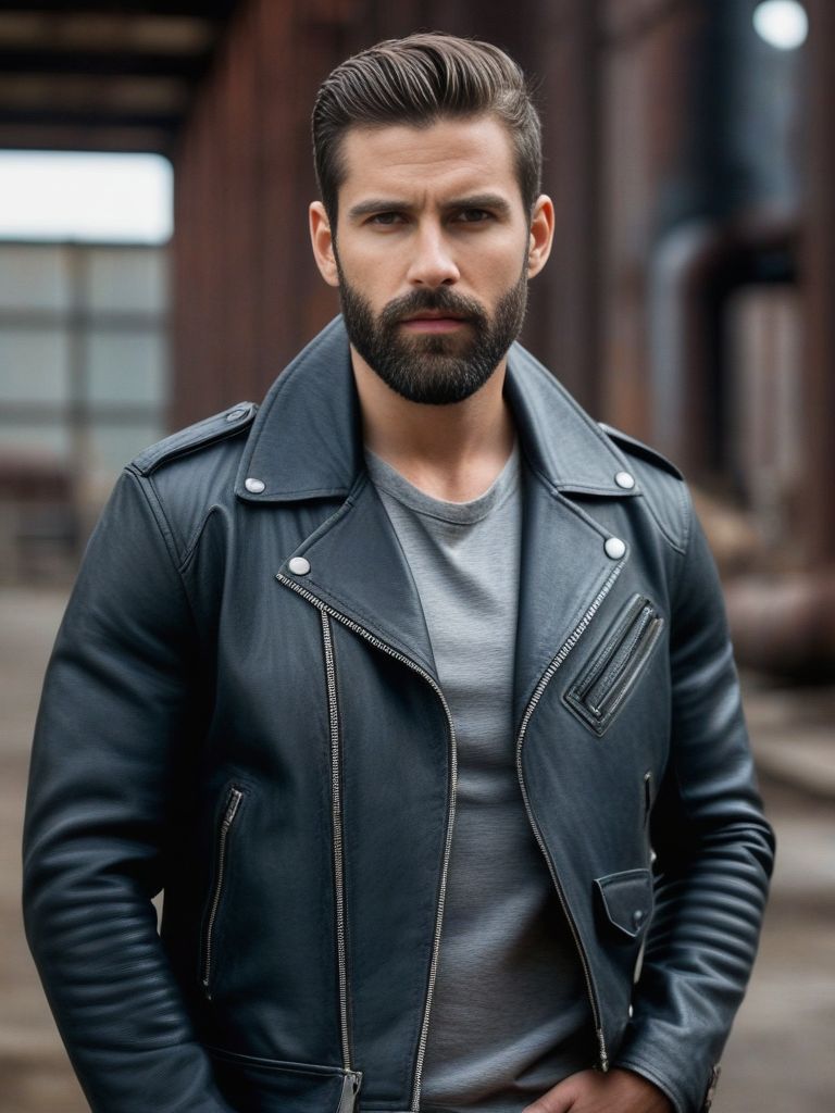 Male Model in Leather Jacket and Jeans | Pincel