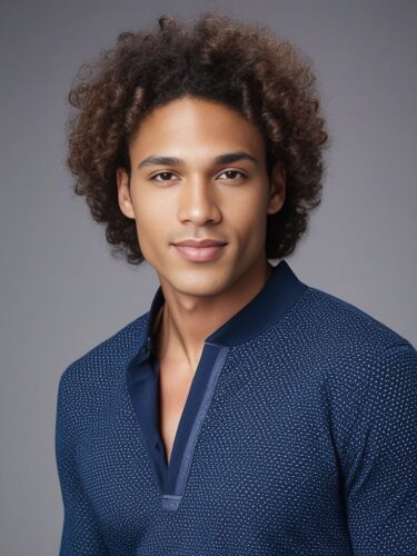Mixed-Race Glam Man with Natural Curly Hairstyle