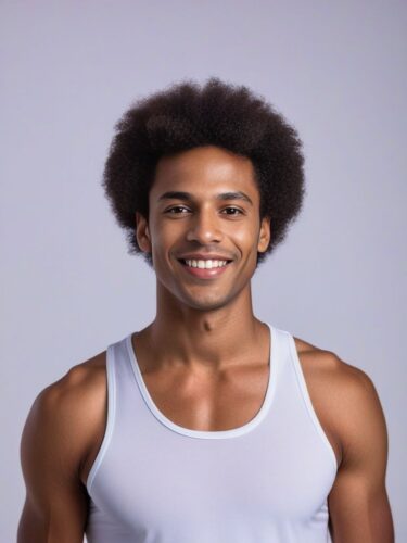 Radiant Young Afro-Brazilian Man in a White Yoga Top