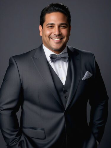 Smiling Plus-Size Hispanic Man in a Sharp Suit