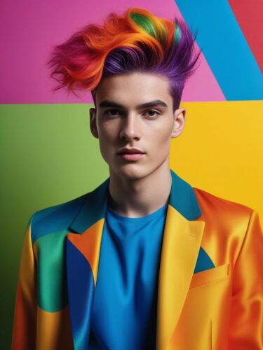 Male Model with Bold Dyed Hairstyle
