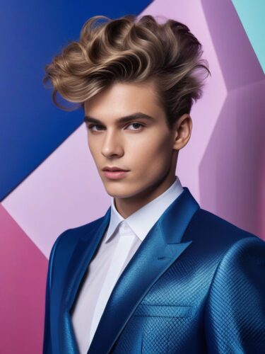Young Male Model with Unique Sculpted Hairstyle