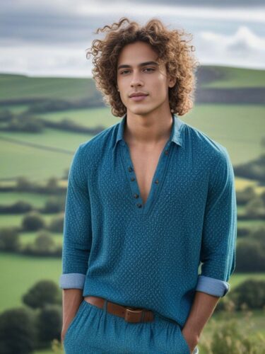 Young Male Model with Natural Curly Hairstyle