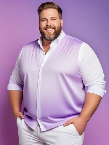 Radiant Plus-Size Man in Trendy Outfit
