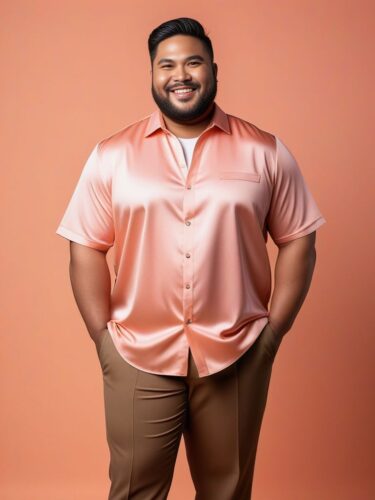 Smiling Plus-Size Man in Sleek Outfit