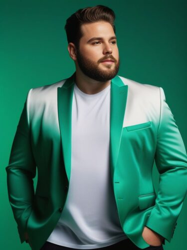 Radiant Plus-Size White Man in Fashionable Urban Look
