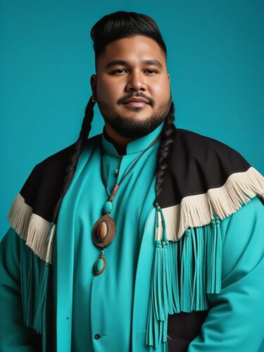 Plus-size Indigenous Man in Trendy Ensemble