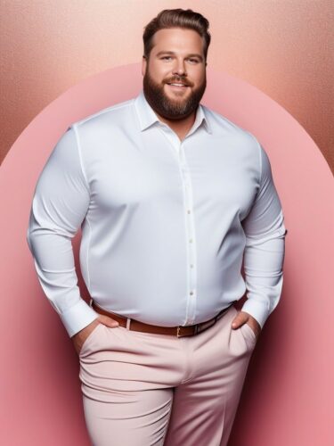 Radiant Plus-Size Man in Trendy Urban Outfit