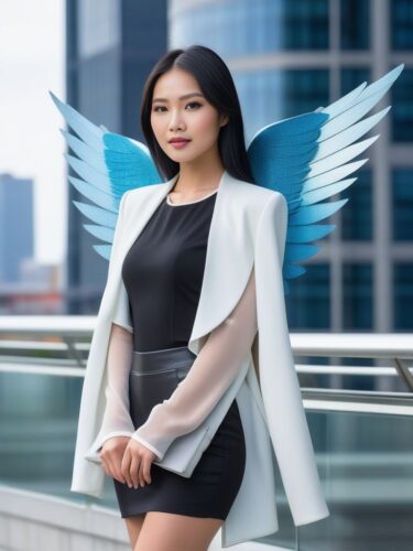 Young Asian Angel Woman