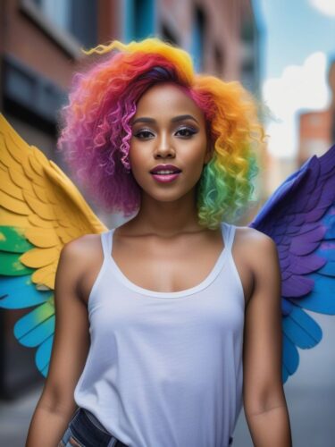Young Angel Woman with Creative Flair and Artistic Wings