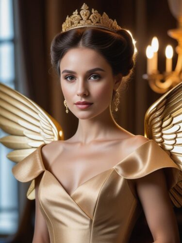 Young Angel Woman with Majestic Wings