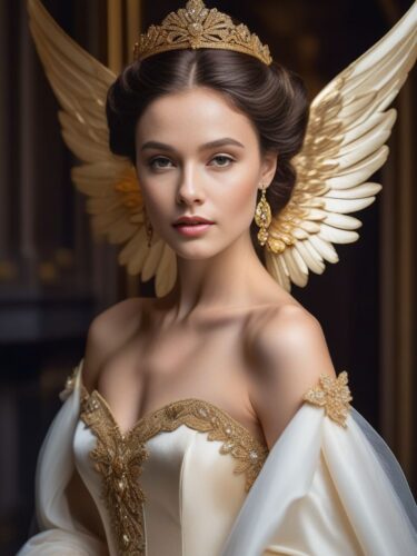 Young Angel Woman with Majestic Wings