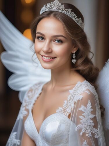 Portrait of a Cheerful Angel Woman