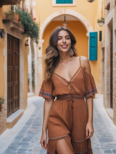 A Southern European Instagram Model in a Bohemian Outfit