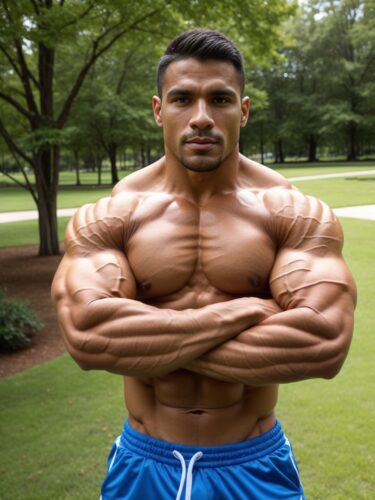 Muscular Hispanic Man in a Park