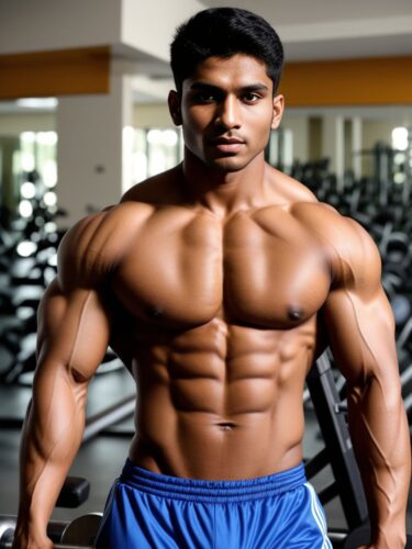 South Asian Bodybuilder in Gym